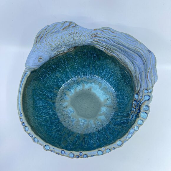 timberlate ceramic arts handcrafted ceramic bowl with fish & starfish design - Picture 4 of 10